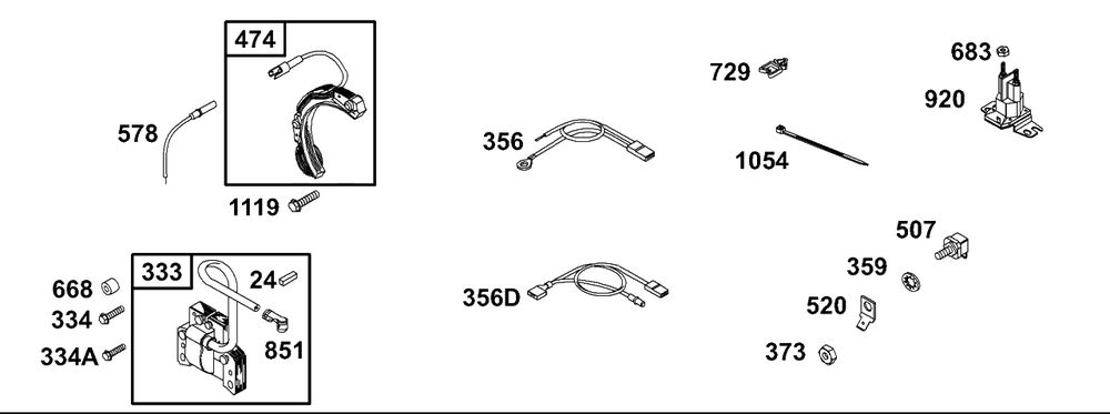 Electrical Diagram and Parts List for 133232-1012-XX  Briggs and Stratton Engine